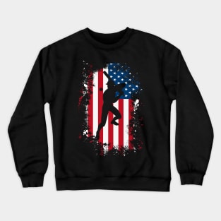 American Flag Baseball Team Gift for Men Boys Crewneck Sweatshirt